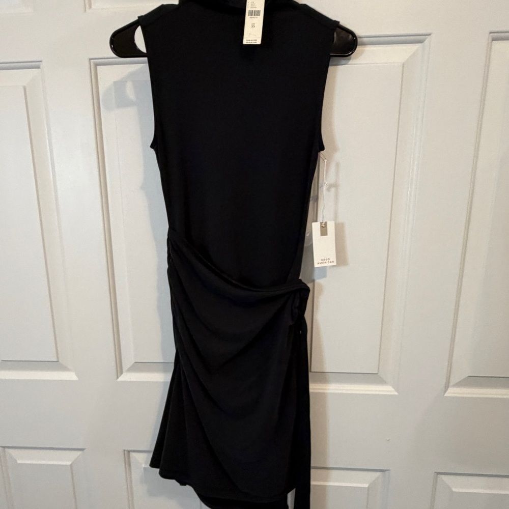NWT - Good American - Jersey Mock Neck Wrap Tie-Waist Dress - Women's XS - Picture 7 of 9